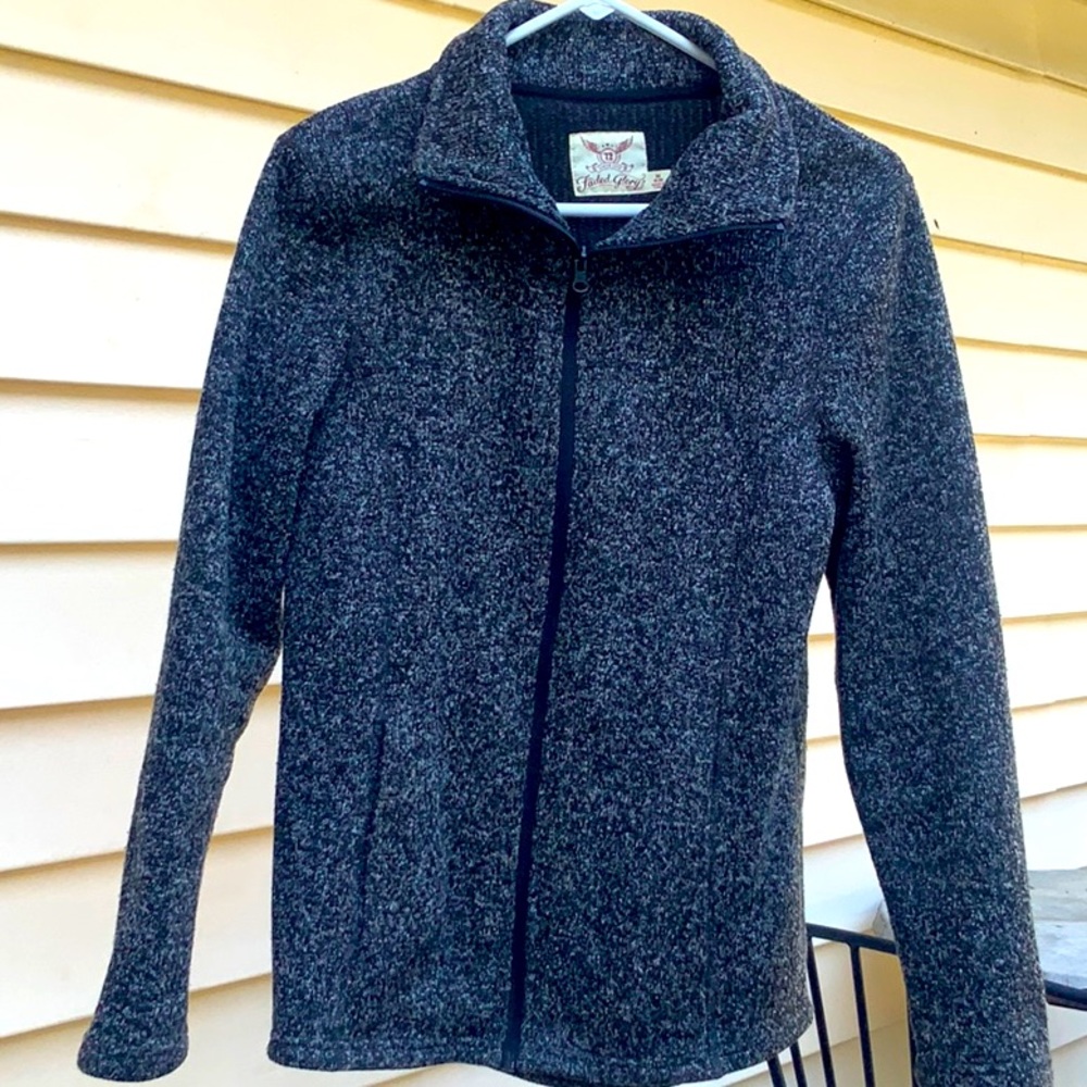Faded. Glory, black and white jacket, medium, 8-10. Full front zip